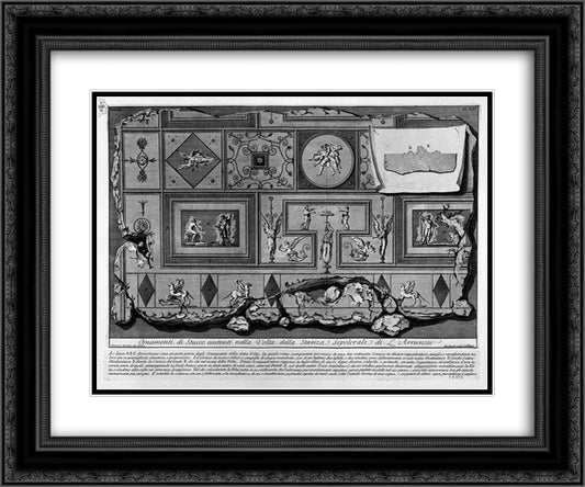 The Roman antiquities, t. 2, Plate XII. Prospectus and Profile of a tomb of the previous rooms 24x20 Black Ornate Wood Framed Art Print Poster with Double Matting by Piranesi, Giovanni Battista