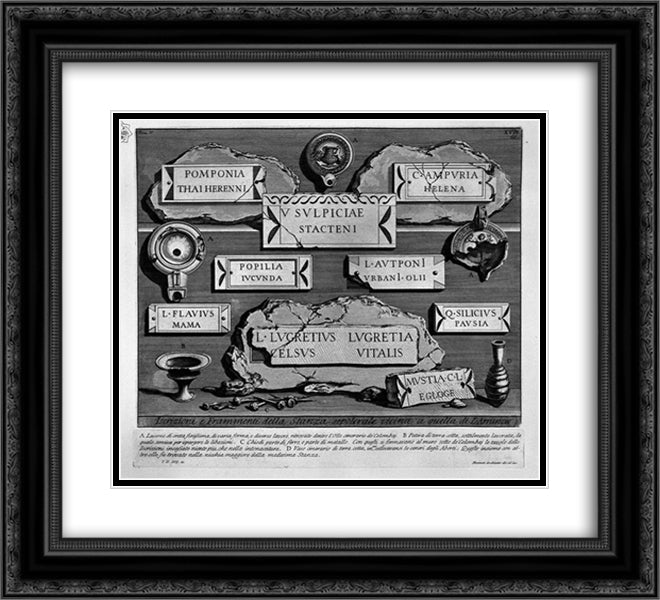 The Roman antiquities, t. 2, Plate XVII. Burial Chamber just steps away from the family of L. Arrunzio. 22x20 Black Ornate Wood Framed Art Print Poster with Double Matting by Piranesi, Giovanni Battista