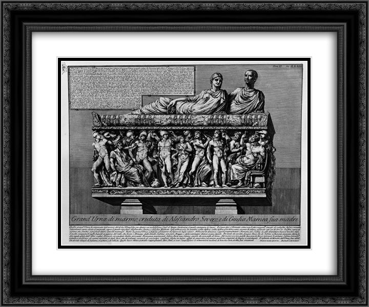 The Roman antiquities, t. 2, Plate XXXIII. Insight into the tomb of Alexander Severus. 24x20 Black Ornate Wood Framed Art Print Poster with Double Matting by Piranesi, Giovanni Battista