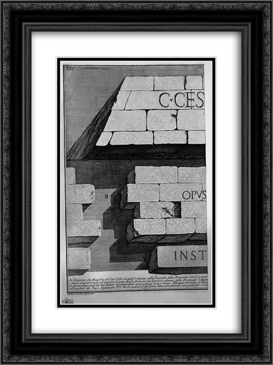 The Roman antiquities, t. 3, Plate XLII. Following the pre-registration. 18x24 Black Ornate Wood Framed Art Print Poster with Double Matting by Piranesi, Giovanni Battista