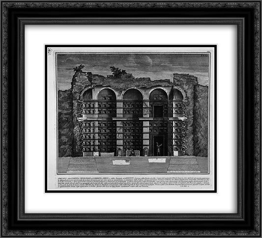 The Roman antiquities, t. 3, Plate XXIII. Cutaway view of the previous burial chambers. 22x20 Black Ornate Wood Framed Art Print Poster with Double Matting by Piranesi, Giovanni Battista