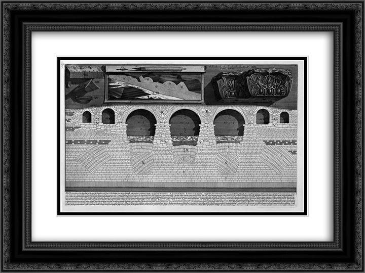 The Roman antiquities, t. 4, Plate VII. Following the above table. 24x18 Black Ornate Wood Framed Art Print Poster with Double Matting by Piranesi, Giovanni Battista