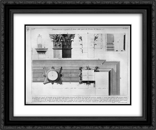 The Roman antiquities, t. 4, Plate XLIII. Vista of some of the great parts of the Portico d`Ottavia. 24x20 Black Ornate Wood Framed Art Print Poster with Double Matting by Piranesi, Giovanni Battista