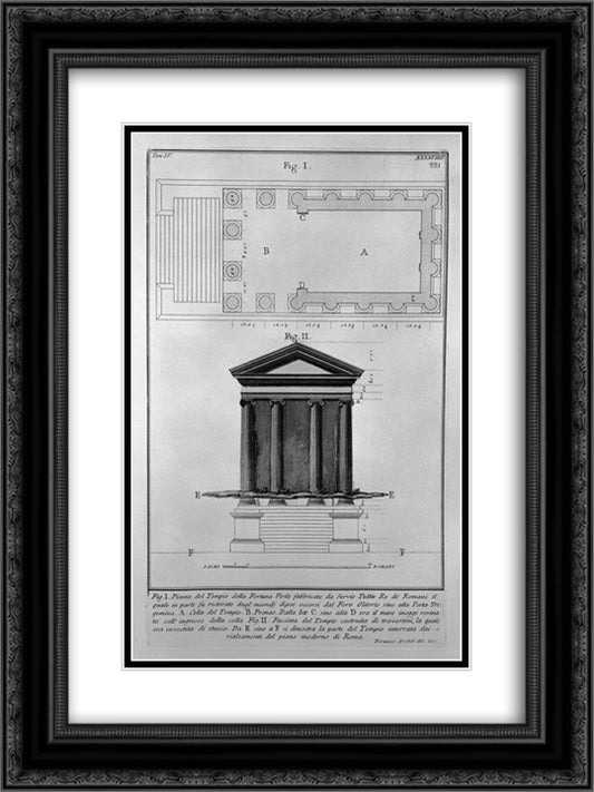 The Roman antiquities, t. 4, Plate XLIX. 18x24 Black Ornate Wood Framed Art Print Poster with Double Matting by Piranesi, Giovanni Battista