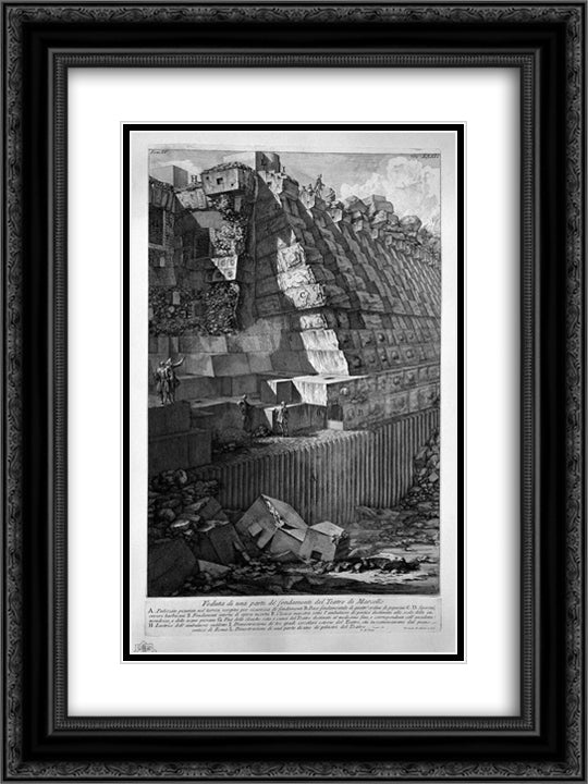 The Roman antiquities, t. 4, Plate XXXII. Following the above table. 18x24 Black Ornate Wood Framed Art Print Poster with Double Matting by Piranesi, Giovanni Battista