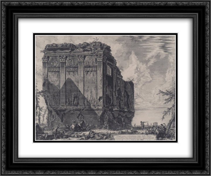 The So called Temple of Salus, on the Road to Albano 24x20 Black Ornate Wood Framed Art Print Poster with Double Matting by Piranesi, Giovanni Battista