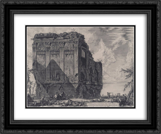 The So called Temple of Salus, on the Road to Albano 24x20 Black Ornate Wood Framed Art Print Poster with Double Matting by Piranesi, Giovanni Battista