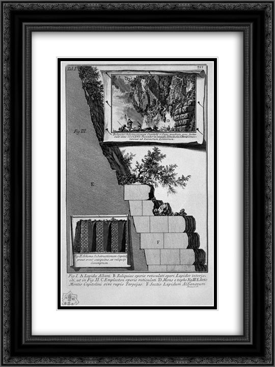 The substructures of the Capitol and the Tarpeian Rock 18x24 Black Ornate Wood Framed Art Print Poster with Double Matting by Piranesi, Giovanni Battista