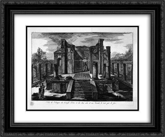 The Temple of Isis de face, with the two wings of his peristillo 24x20 Black Ornate Wood Framed Art Print Poster with Double Matting by Piranesi, Giovanni Battista