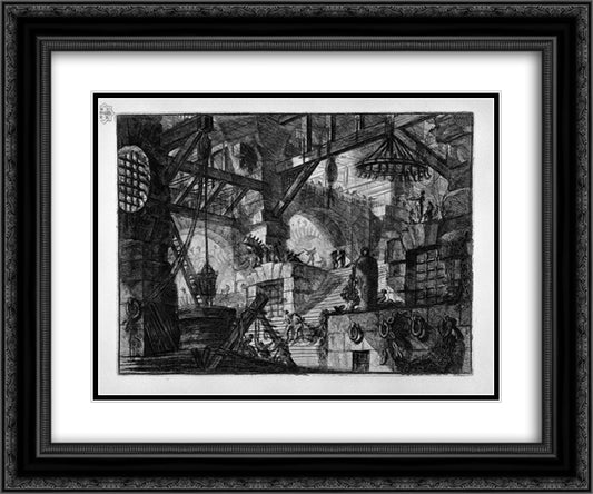 The Well 24x20 Black Ornate Wood Framed Art Print Poster with Double Matting by Piranesi, Giovanni Battista
