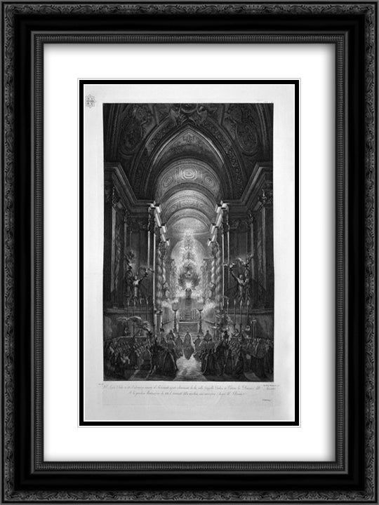 The Windmill at Castel S. Angelo, design of L Despres 18x24 Black Ornate Wood Framed Art Print Poster with Double Matting by Piranesi, Giovanni Battista