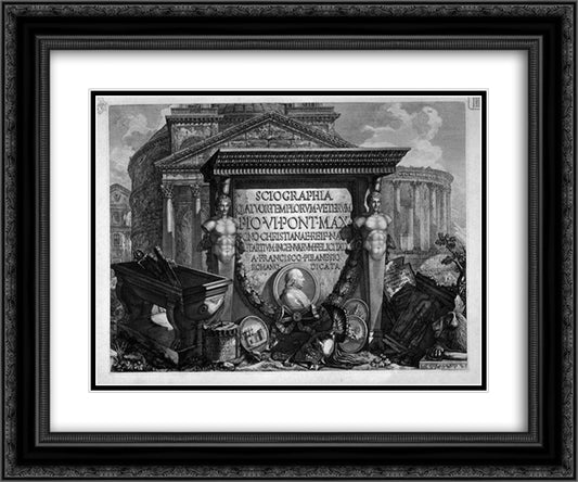 Title page with a dedication to Pope Pius VI 24x20 Black Ornate Wood Framed Art Print Poster with Double Matting by Piranesi, Giovanni Battista