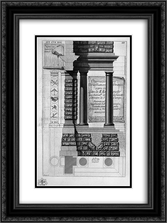 Title page with the above written on a sign behind Doric columns 18x24 Black Ornate Wood Framed Art Print Poster with Double Matting by Piranesi, Giovanni Battista
