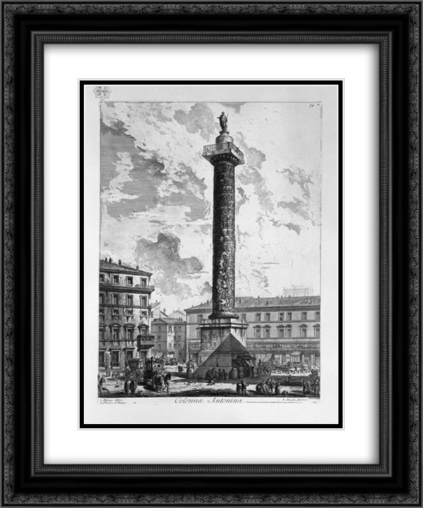 Trajan`s Column 20x24 Black Ornate Wood Framed Art Print Poster with Double Matting by Piranesi, Giovanni Battista