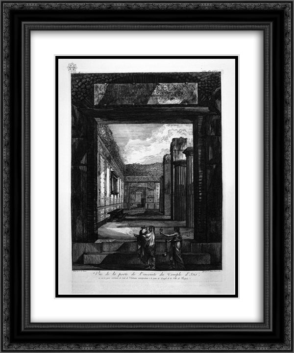 Transverse and longitudinal sections of the Temple of Isis and adjacent parts 20x24 Black Ornate Wood Framed Art Print Poster with Double Matting by Piranesi, Giovanni Battista