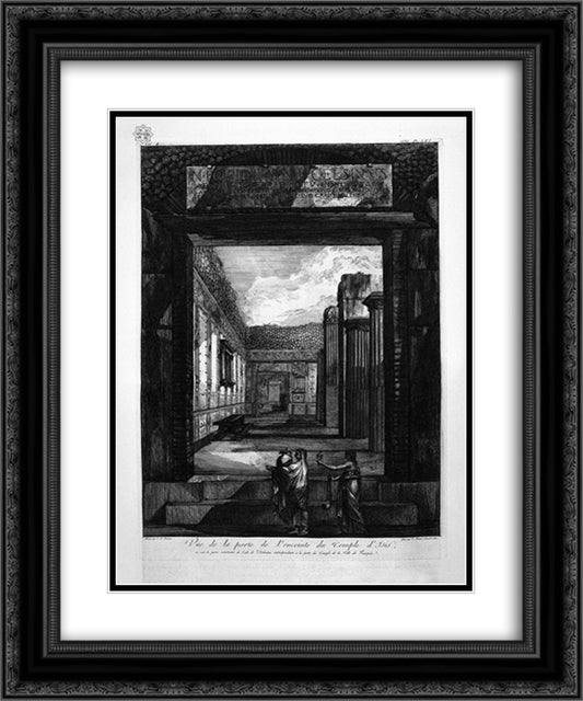 Transverse and longitudinal sections of the Temple of Isis and adjacent parts 20x24 Black Ornate Wood Framed Art Print Poster with Double Matting by Piranesi, Giovanni Battista