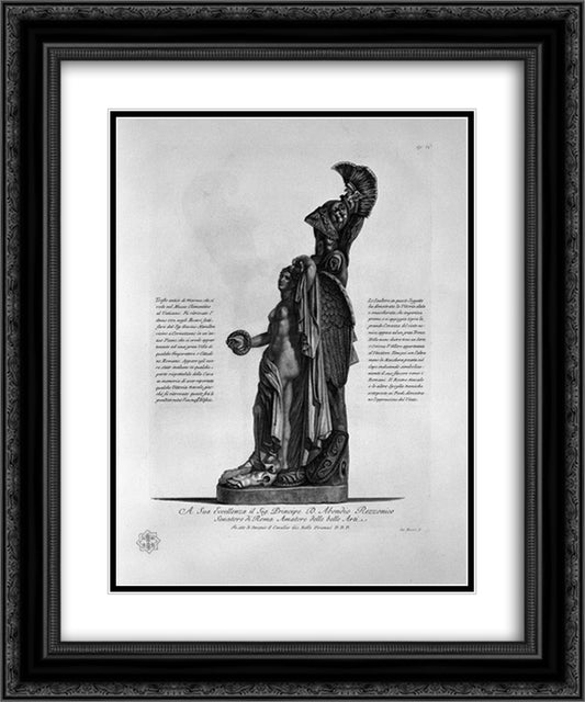 Trophy of the ancient marble Clementino at the Vatican Museum, which was found in 1772 20x24 Black Ornate Wood Framed Art Print Poster with Double Matting by Piranesi, Giovanni Battista
