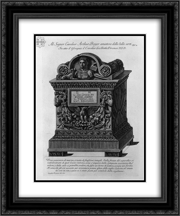 Urn of marble Lucius Calvin 20x24 Black Ornate Wood Framed Art Print Poster with Double Matting by Piranesi, Giovanni Battista