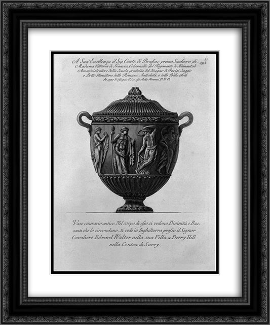 Urn vase with Bacchae and Divinity 20x24 Black Ornate Wood Framed Art Print Poster with Double Matting by Piranesi, Giovanni Battista