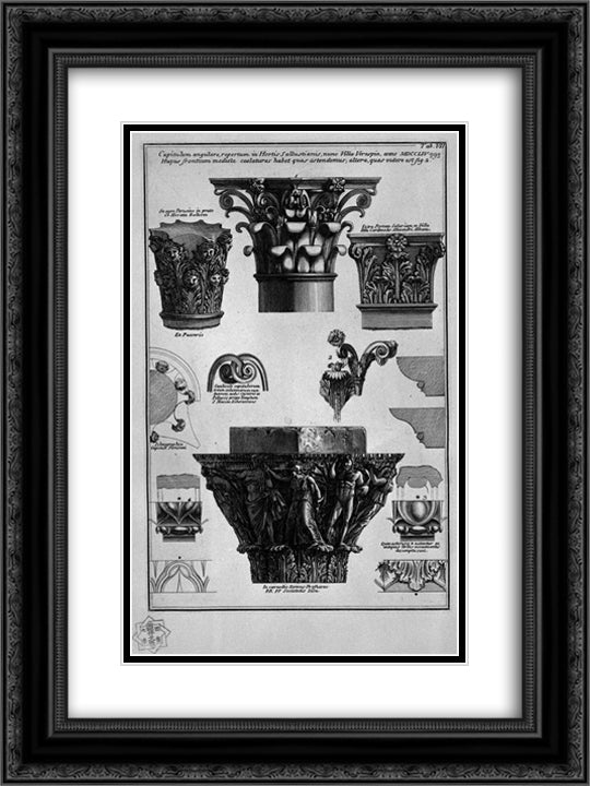 Various capitelli 18x24 Black Ornate Wood Framed Art Print Poster with Double Matting by Piranesi, Giovanni Battista