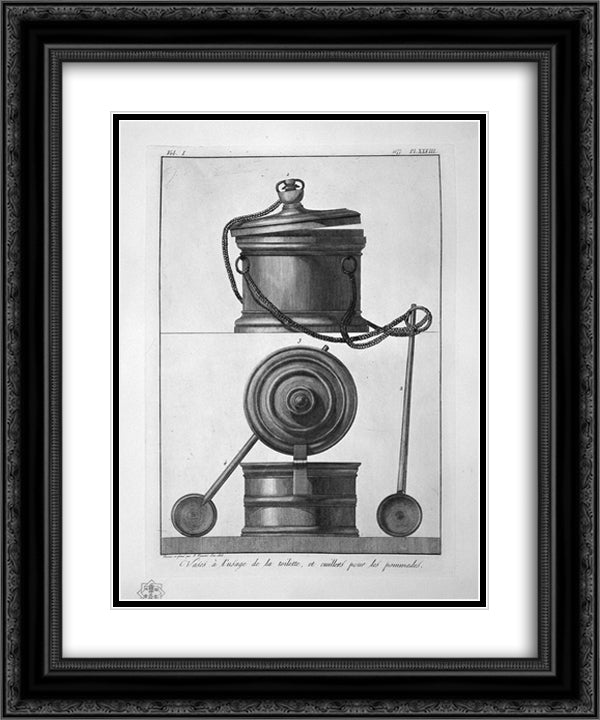Vases and toiletries, found in Pompeii 20x24 Black Ornate Wood Framed Art Print Poster with Double Matting by Piranesi, Giovanni Battista