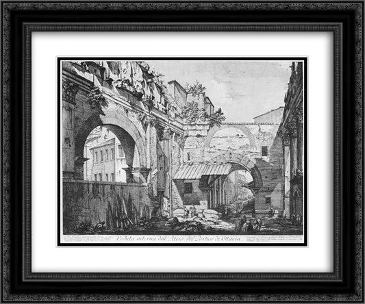Veduta dell`Atrio del Portico di Ottavia 24x20 Black Ornate Wood Framed Art Print Poster with Double Matting by Piranesi, Giovanni Battista