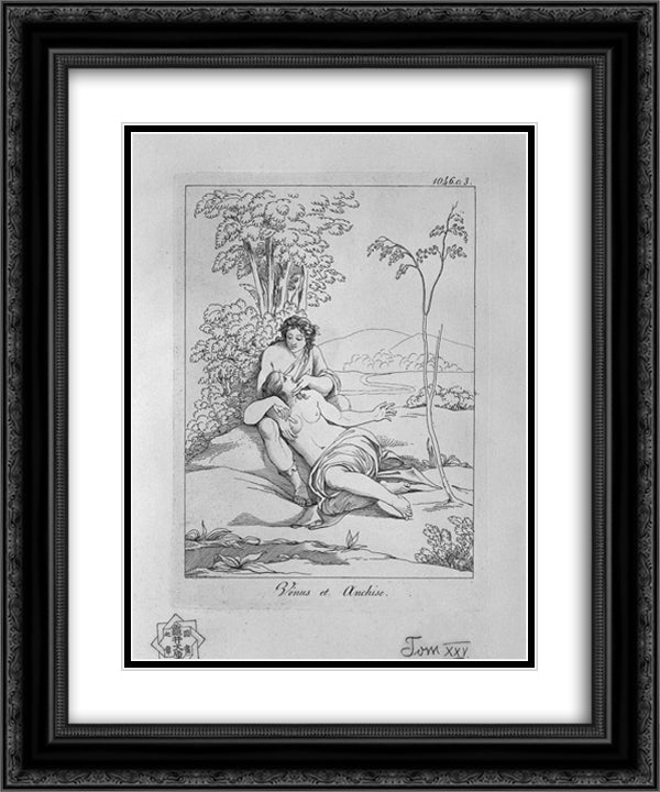 Venus and Anchises 20x24 Black Ornate Wood Framed Art Print Poster with Double Matting by Piranesi, Giovanni Battista