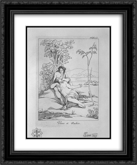 Venus and Anchises 20x24 Black Ornate Wood Framed Art Print Poster with Double Matting by Piranesi, Giovanni Battista