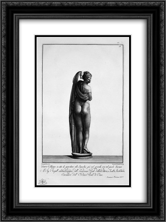 Venus Callipigia 18x24 Black Ornate Wood Framed Art Print Poster with Double Matting by Piranesi, Giovanni Battista