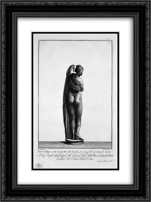 Venus Callipigia 18x24 Black Ornate Wood Framed Art Print Poster with Double Matting by Piranesi, Giovanni Battista