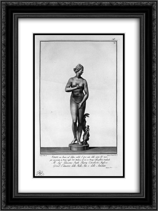 Venus Medici 18x24 Black Ornate Wood Framed Art Print Poster with Double Matting by Piranesi, Giovanni Battista