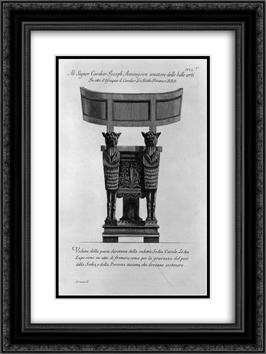 View from the rear of this curule chair 18x24 Black Ornate Wood Framed Art Print Poster with Double Matting by Piranesi, Giovanni Battista