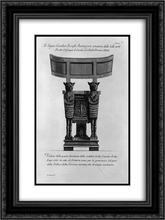 View from the rear of this curule chair 18x24 Black Ornate Wood Framed Art Print Poster with Double Matting by Piranesi, Giovanni Battista
