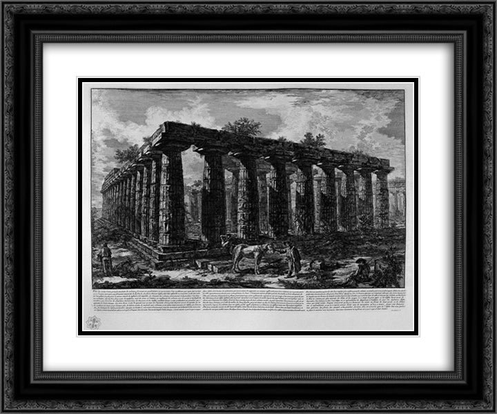 View of a colonnade forming a quadrilateral 24x20 Black Ornate Wood Framed Art Print Poster with Double Matting by Piranesi, Giovanni Battista