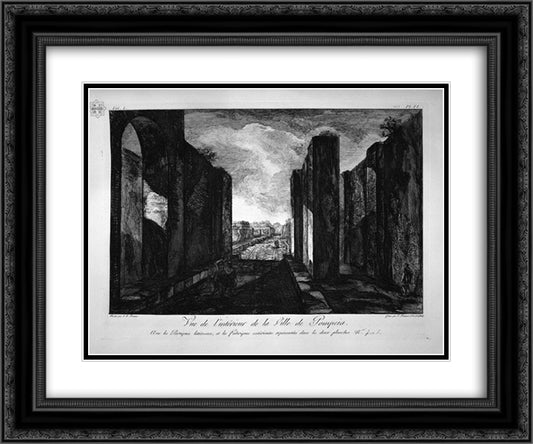 View of buildings taken from the entrance of the city of Pompeii 24x20 Black Ornate Wood Framed Art Print Poster with Double Matting by Piranesi, Giovanni Battista