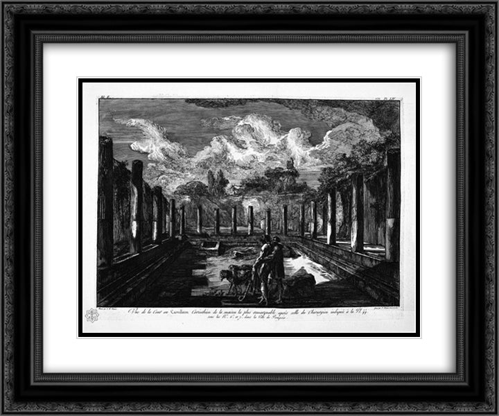 View of Corinthian Cavedio more important than the House of the Surgeon 24x20 Black Ornate Wood Framed Art Print Poster with Double Matting by Piranesi, Giovanni Battista