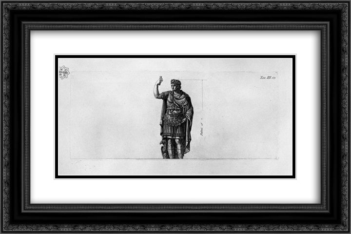 View of main facade of the Trajan Column, six boards together 24x16 Black Ornate Wood Framed Art Print Poster with Double Matting by Piranesi, Giovanni Battista