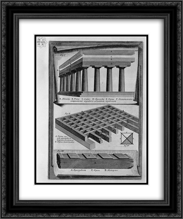 View of one of Circus with other monuments in ancient 20x24 Black Ornate Wood Framed Art Print Poster with Double Matting by Piranesi, Giovanni Battista