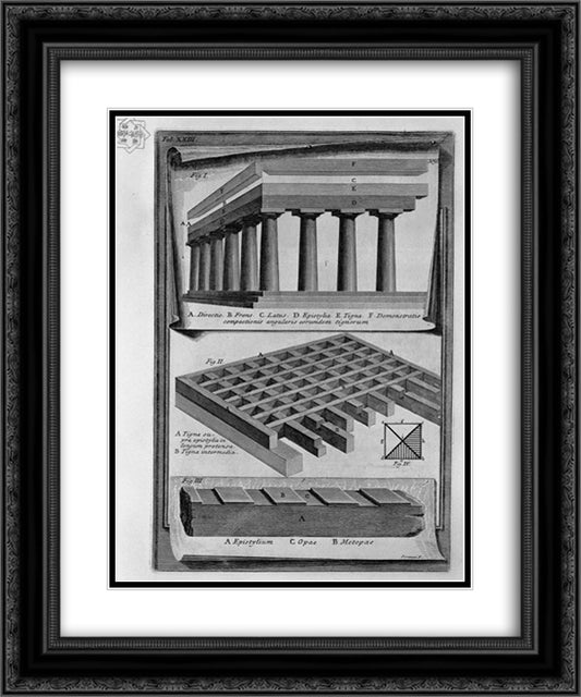 View of one of Circus with other monuments in ancient 20x24 Black Ornate Wood Framed Art Print Poster with Double Matting by Piranesi, Giovanni Battista