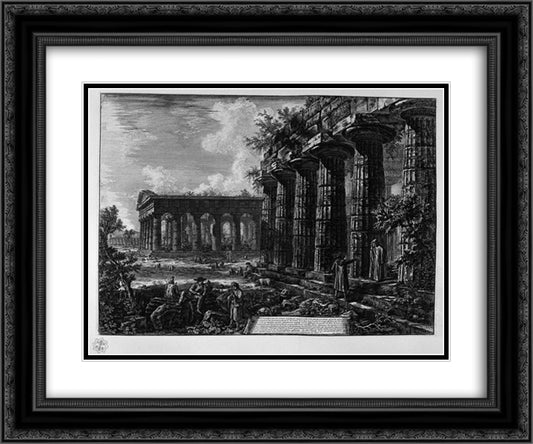 View of some columns of the facade opposite to that of the preceding table 24x20 Black Ornate Wood Framed Art Print Poster with Double Matting by Piranesi, Giovanni Battista