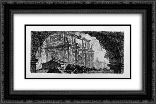 View of the Arch of Augustus d`Aosta (dis Newdigate by R, F inc Piranesi) 24x16 Black Ornate Wood Framed Art Print Poster with Double Matting by Piranesi, Giovanni Battista