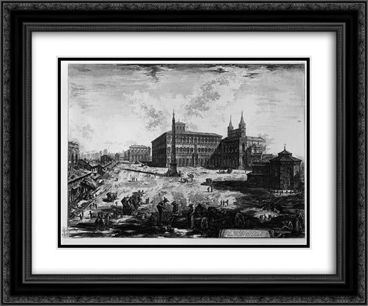 View of the Basilica of St. John Lateran 24x20 Black Ornate Wood Framed Art Print Poster with Double Matting by Piranesi, Giovanni Battista
