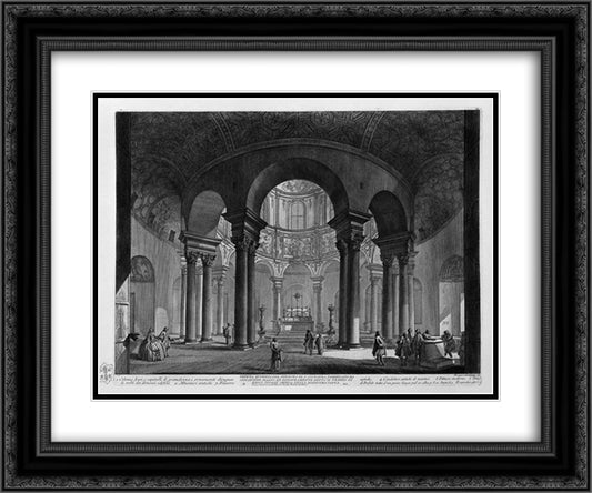 View of the Basilica of St. Sebastian outside the Walls in Rome on the Appian Way 24x20 Black Ornate Wood Framed Art Print Poster with Double Matting by Piranesi, Giovanni Battista