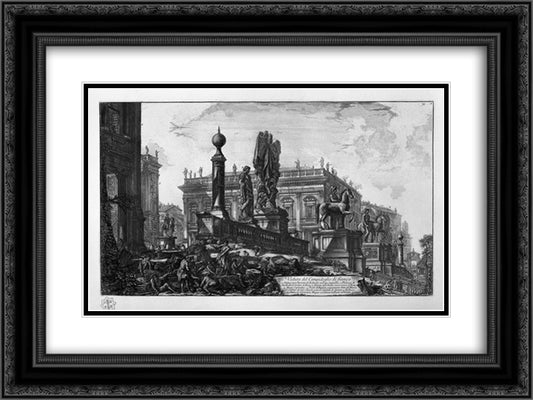 View of the Capitol 24x18 Black Ornate Wood Framed Art Print Poster with Double Matting by Piranesi, Giovanni Battista