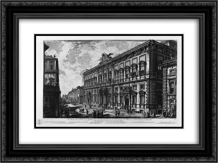 View of the Farnese Palace 24x18 Black Ornate Wood Framed Art Print Poster with Double Matting by Piranesi, Giovanni Battista