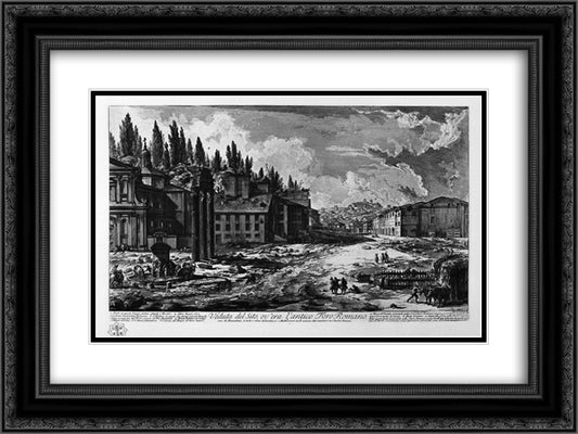 View of the site where was the ancient Roman Forum 24x18 Black Ornate Wood Framed Art Print Poster with Double Matting by Piranesi, Giovanni Battista