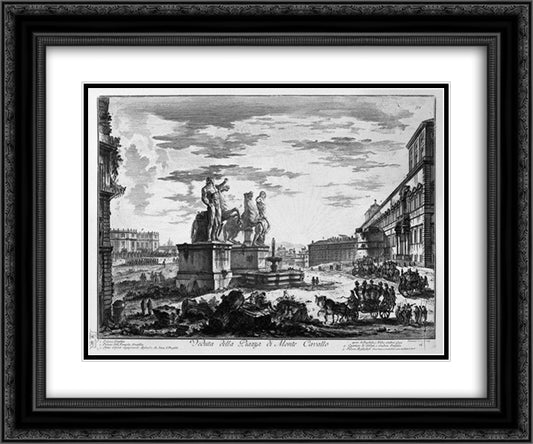View of the Spanish Steps 24x20 Black Ornate Wood Framed Art Print Poster with Double Matting by Piranesi, Giovanni Battista
