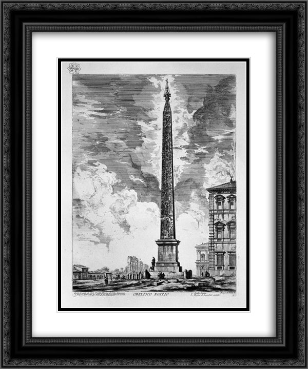 View of the Square and Basilica of St. John Lateran 20x24 Black Ornate Wood Framed Art Print Poster with Double Matting by Piranesi, Giovanni Battista