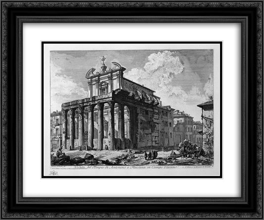 View of the Temple of Antoninus and Faustina in the Campo Vaccino 24x20 Black Ornate Wood Framed Art Print Poster with Double Matting by Piranesi, Giovanni Battista