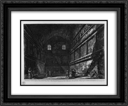 View of the Temple of Bacchus, now in the Church of St. urban 24x20 Black Ornate Wood Framed Art Print Poster with Double Matting by Piranesi, Giovanni Battista